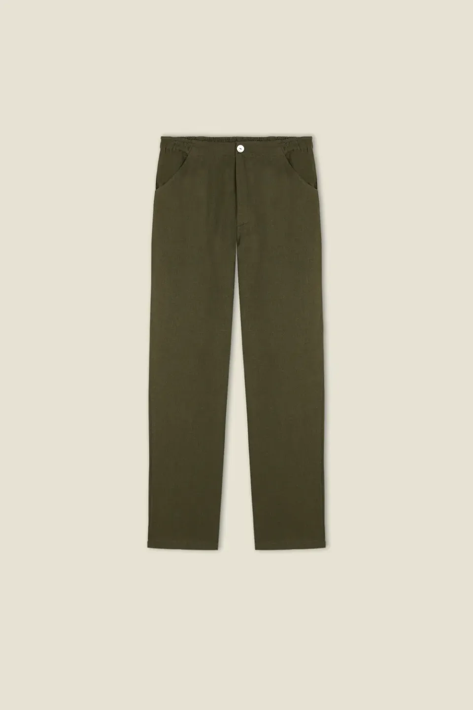 Dahlia Desmond pantalone unisex verde lino viscosa