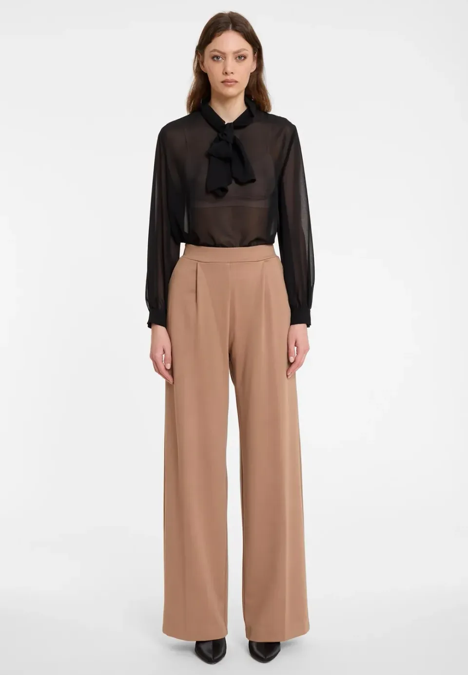 Ana Alcazar Aiby pantaloni palazzo beige pieghe
