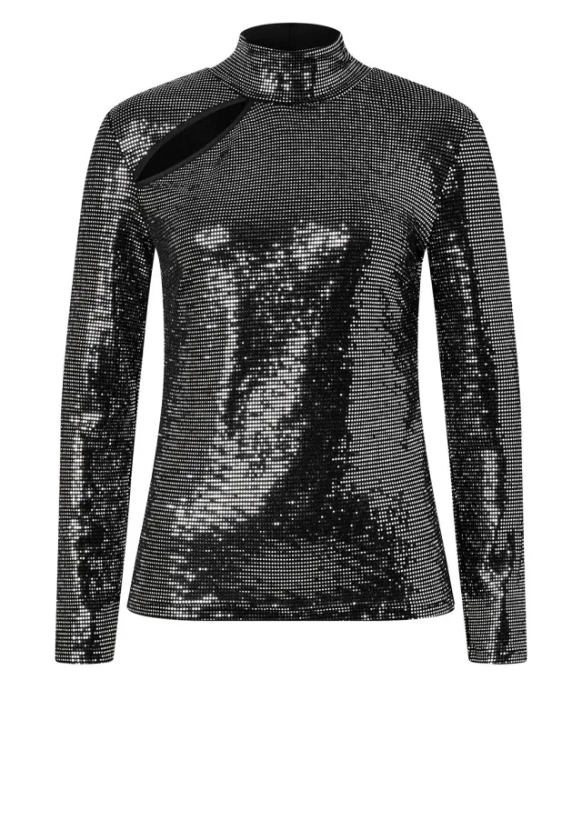 Ana Alcazar Ofiba top paillettes argento sera