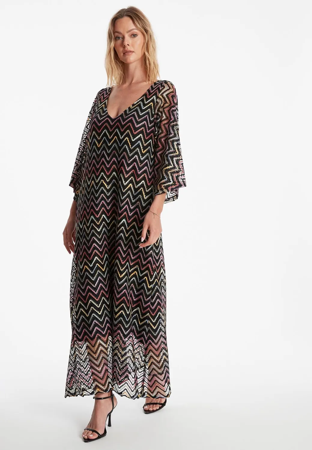 Ana Alcazar Zekosa abito maxi kaftano zigzag