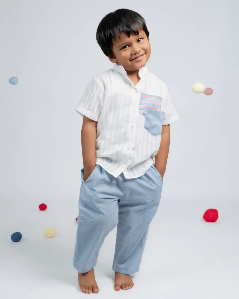 Our Dve Tiny Trend camicia bambino bianca righe cotone