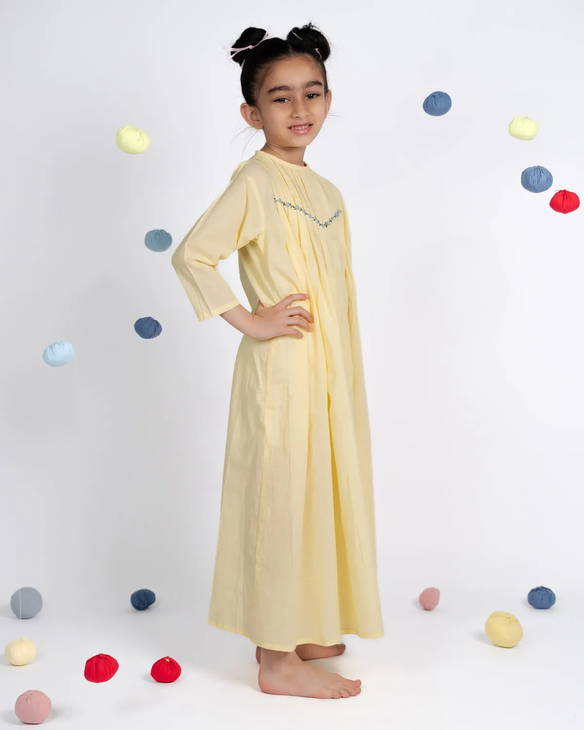Our Dve Sunny abito bimba giallo cotone