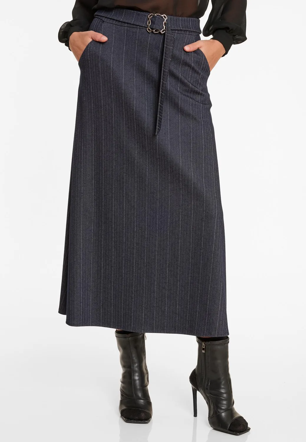 Ana Alcazar Aposi gonna midi denim gessata