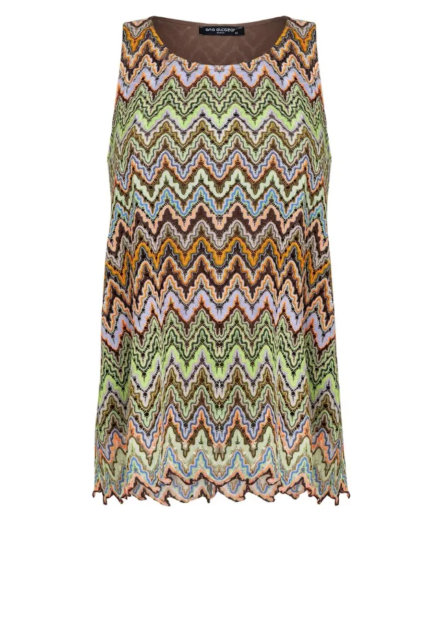 Ana Alcazar Pabani top maglia verde rosa smanicato