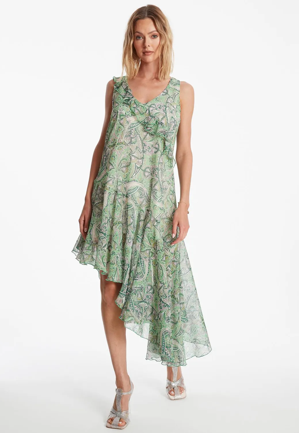 Ana Alcazar Zesara abito chiffon verde balze