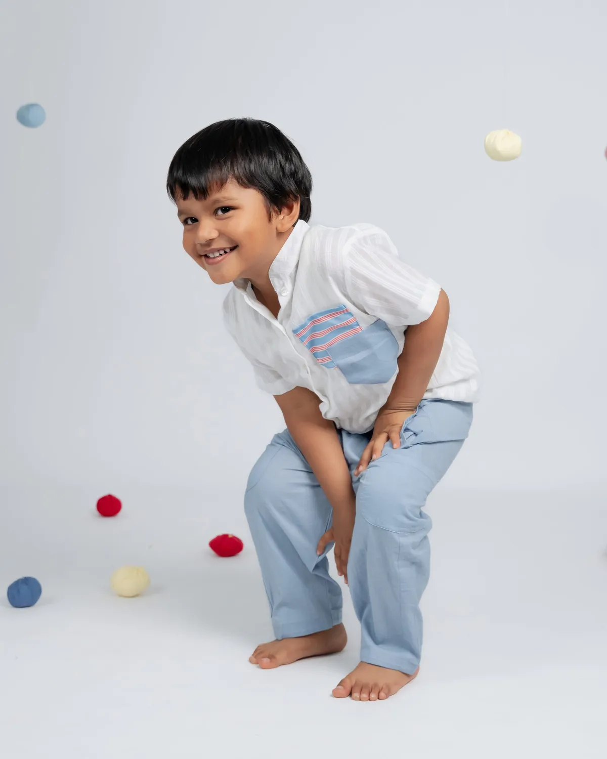 Our Dve Tiny Trend camicia bambino bianca righe cotone