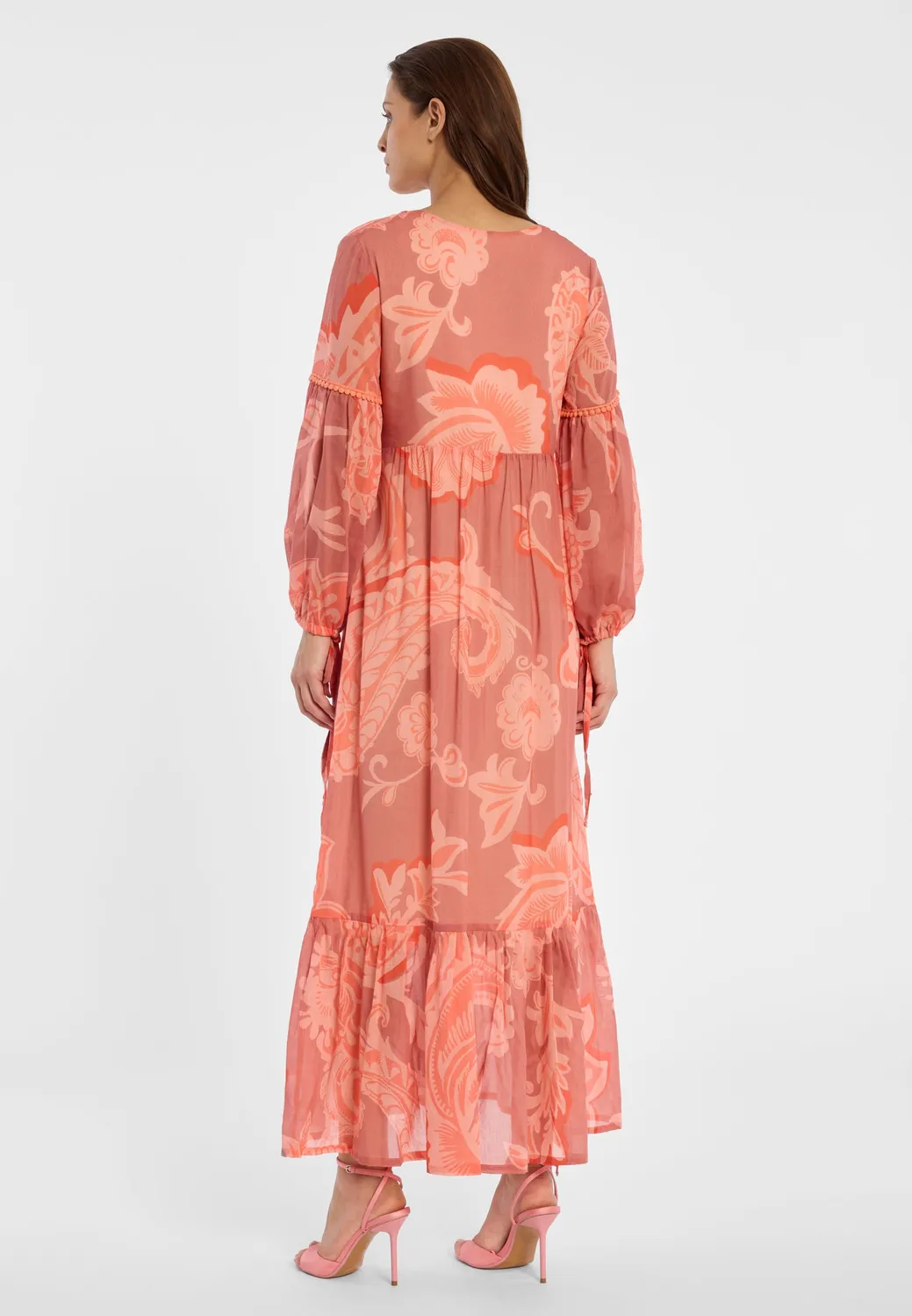 Ana Alcazar Deena abito boho maxi paisley arancione
