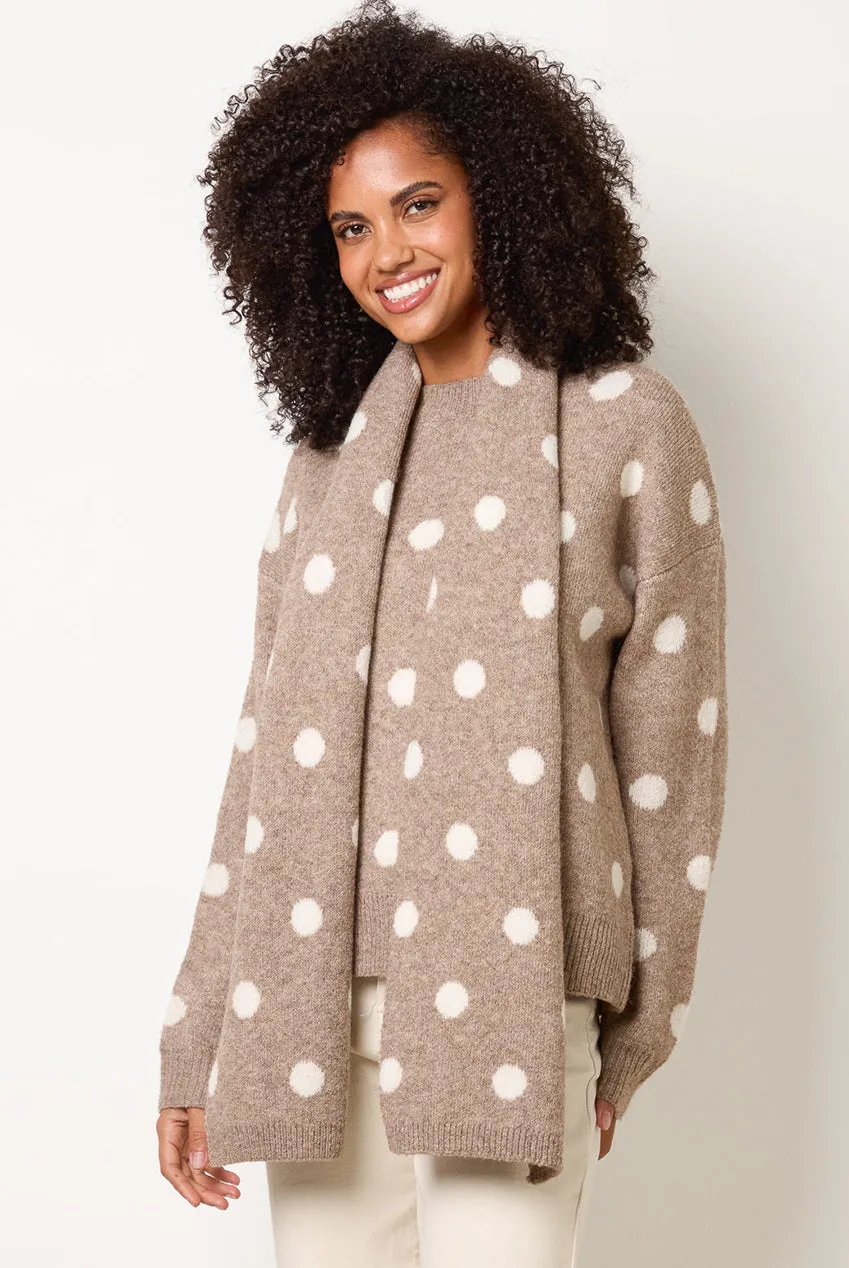 Blue Vanilla Maglione Pois Mocha con Sciarpa