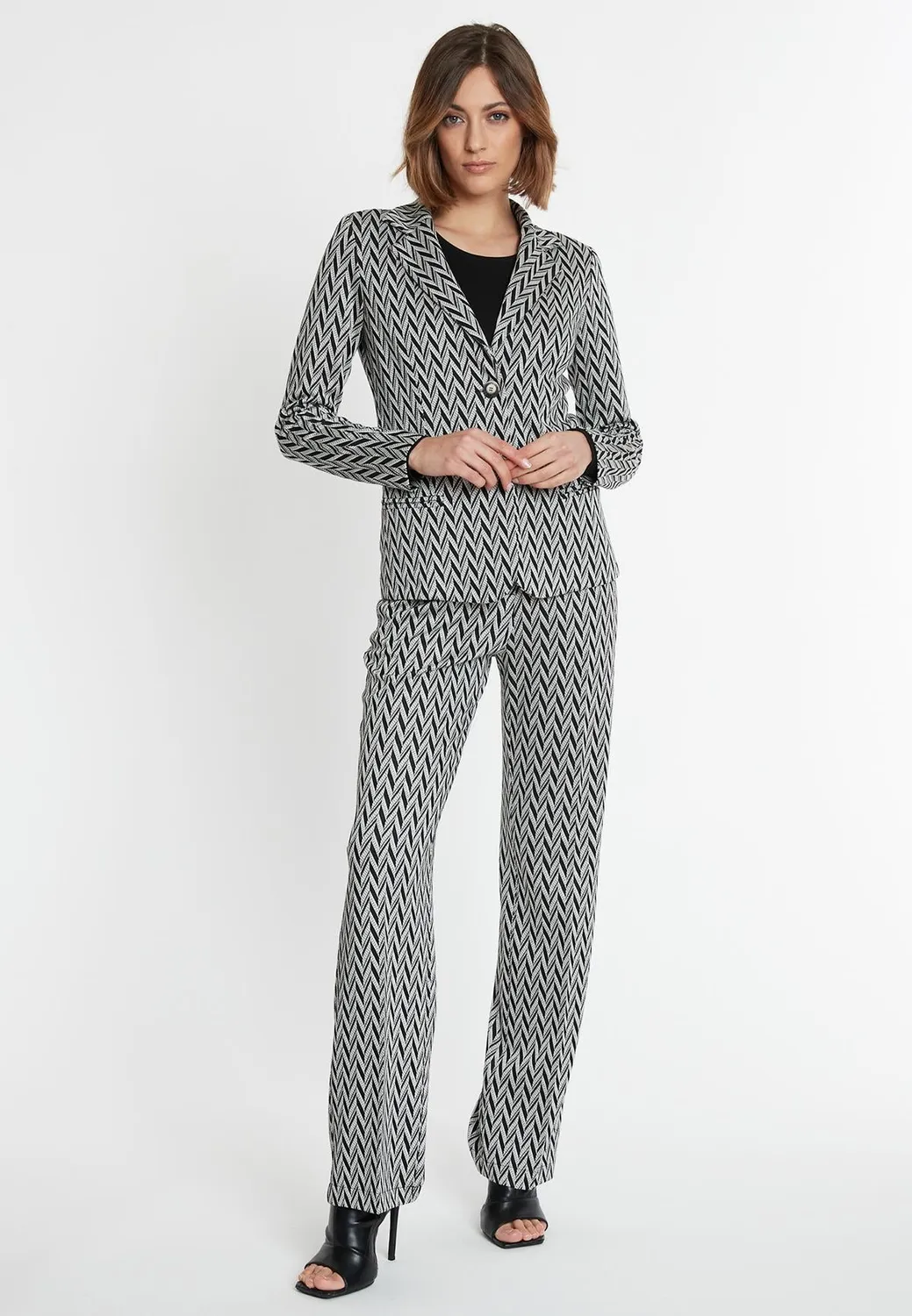 Ana Alcazar Shara blazer zigzag bianco nero
