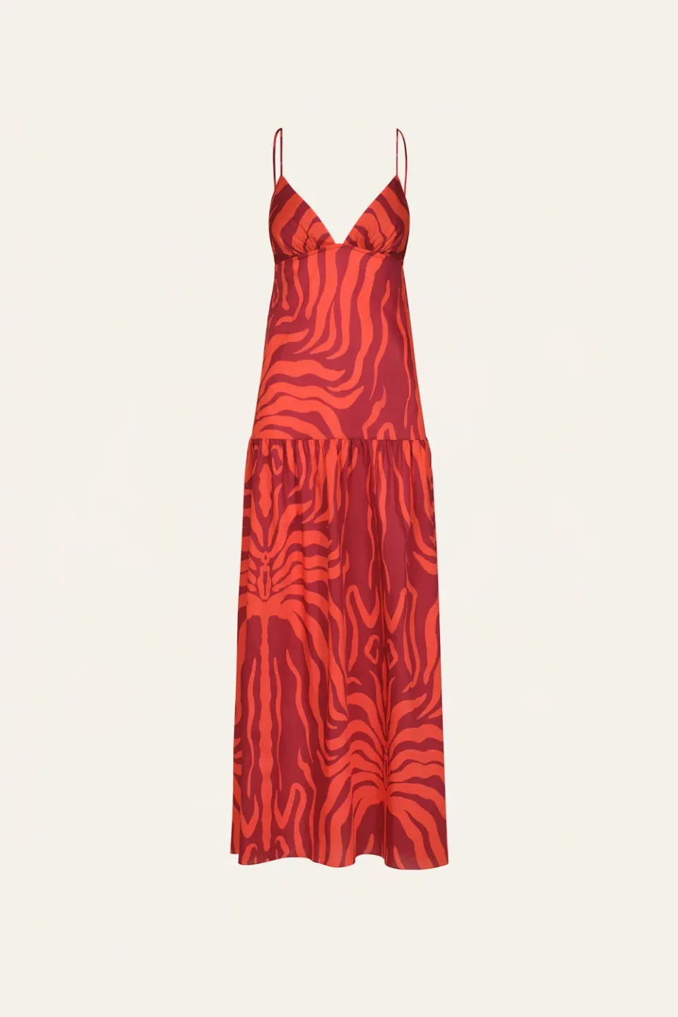 Johanna Ortiz Zea Palm maxi abito cotone vinaccia