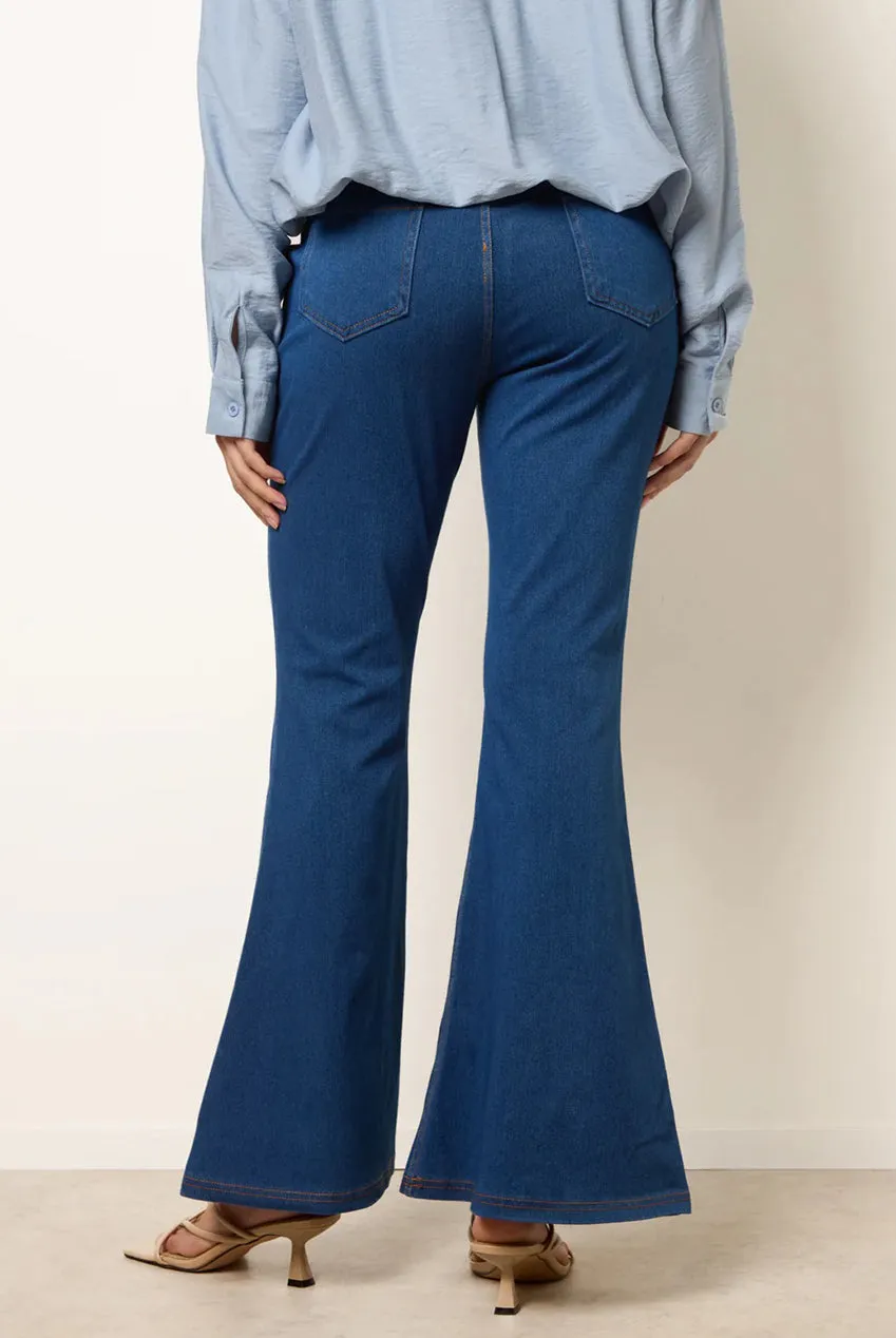 Blue Vanilla jeans denim blu zampa vita incrociata taglia S