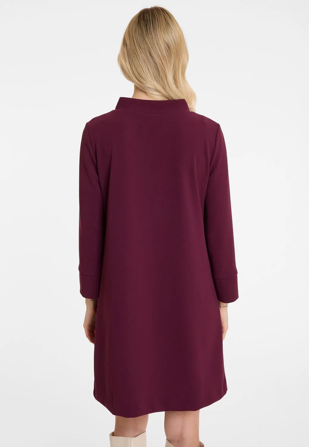 Ana Alcazar Adora abito mini bordeaux collo coreana