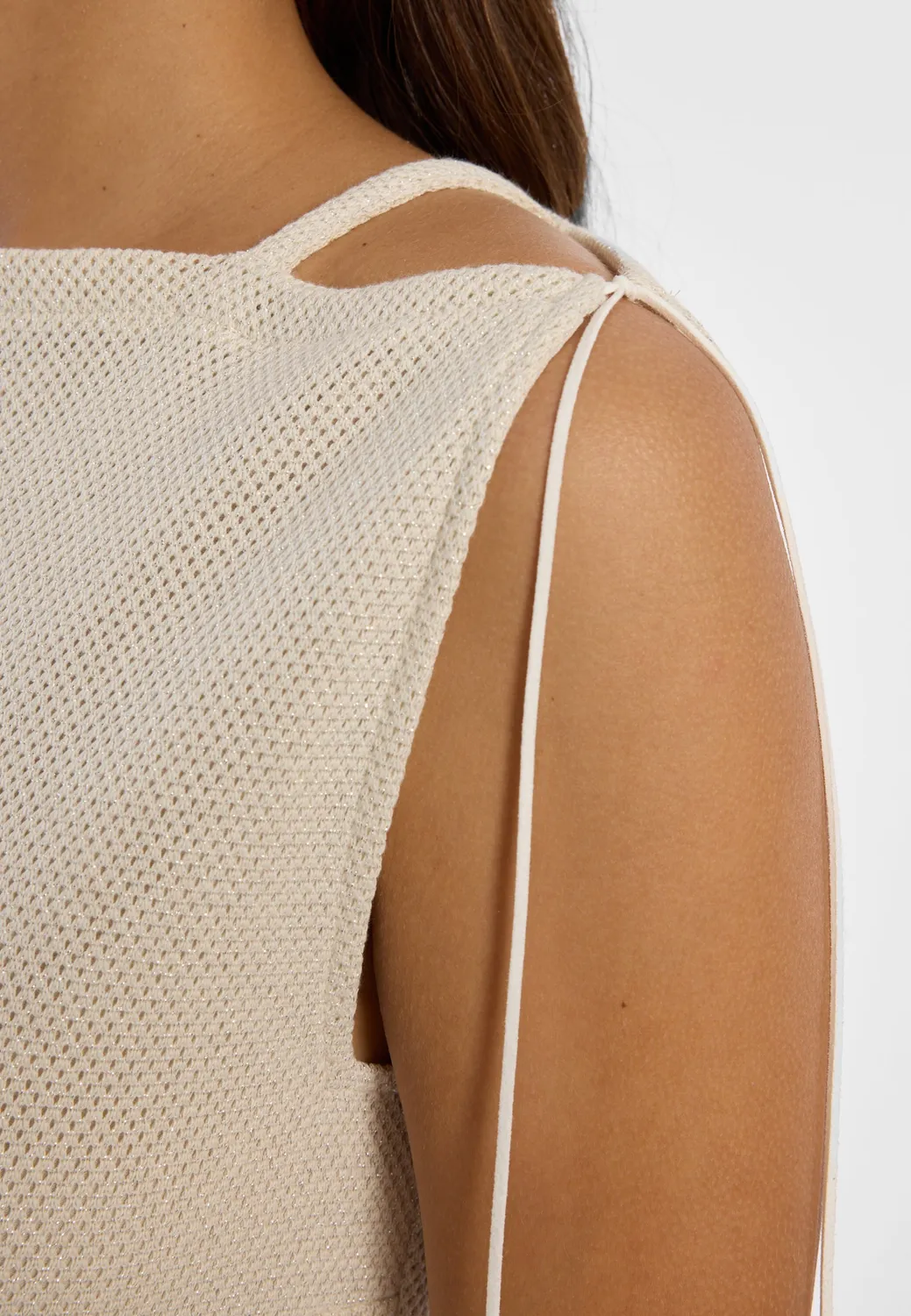 Ana Alcazar Danie abito midi crema maglia luminosa