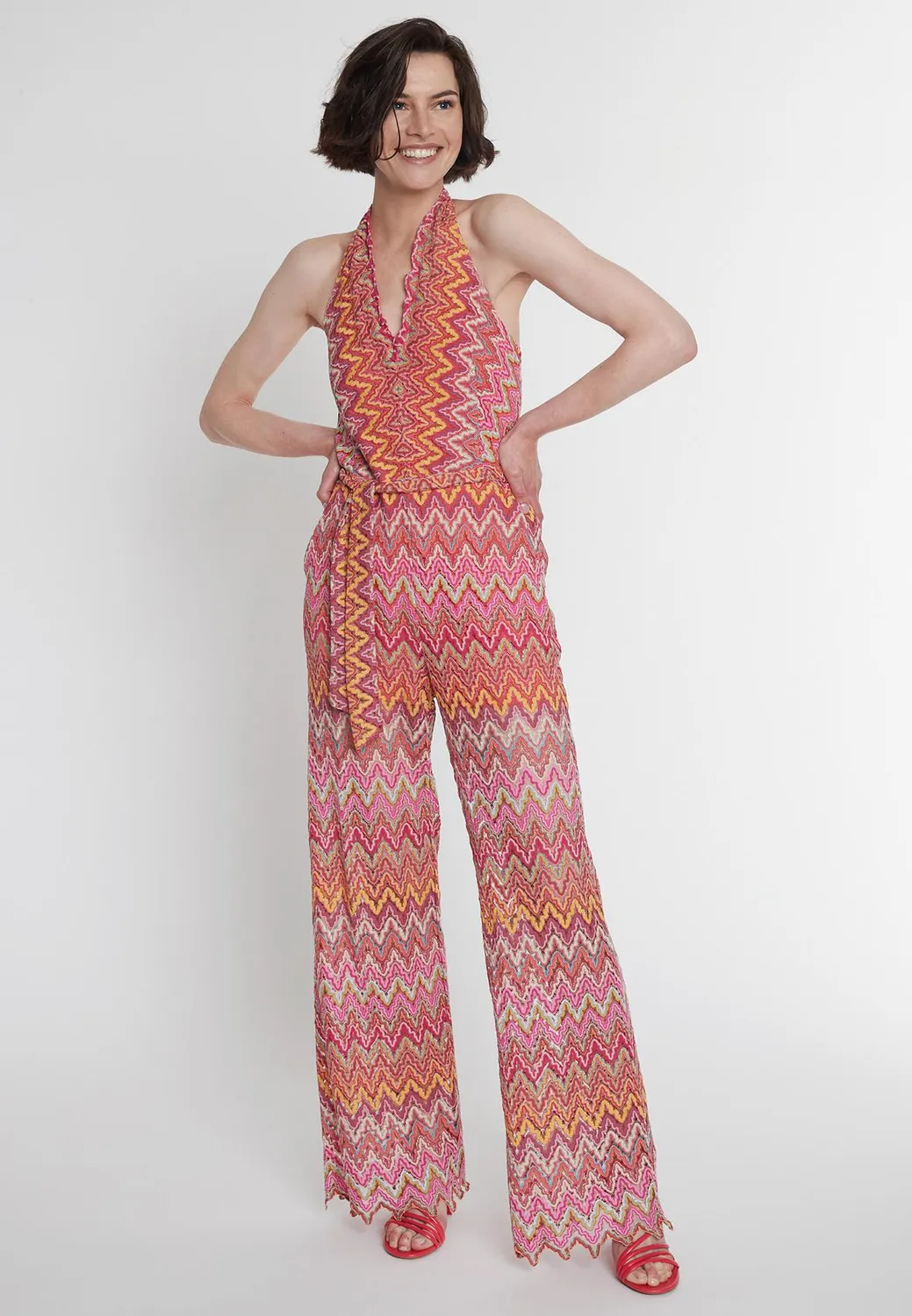Ana Alcazar 70's Polly tuta intera rosa halter