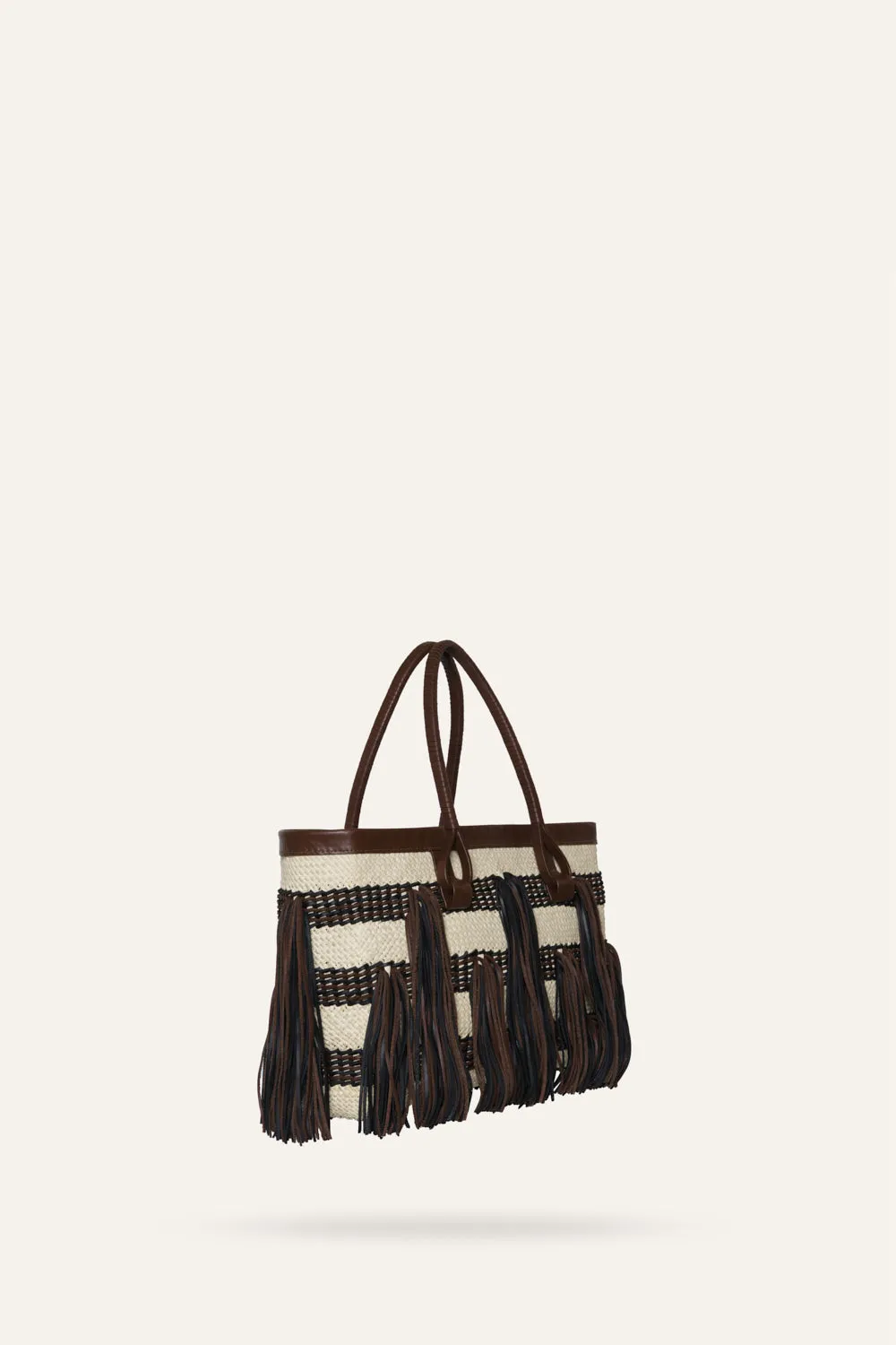 Johanna Ortiz Seville Vibes borsa tote paglia ecru nera