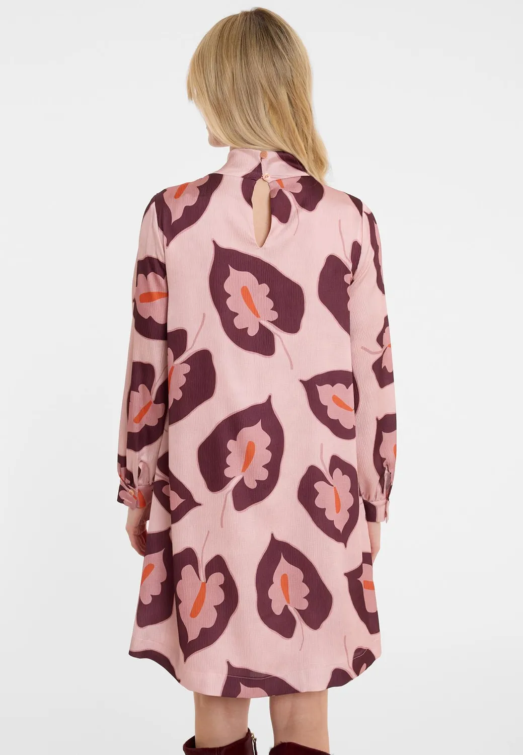 Ana Alcazar Awani abito camicia satin fiori rosa