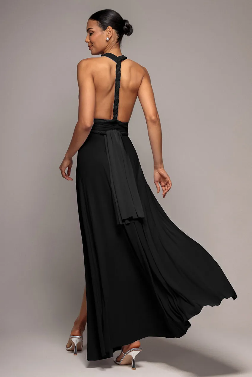 Goddiva Multiway abito maxi nero 12 scollo V