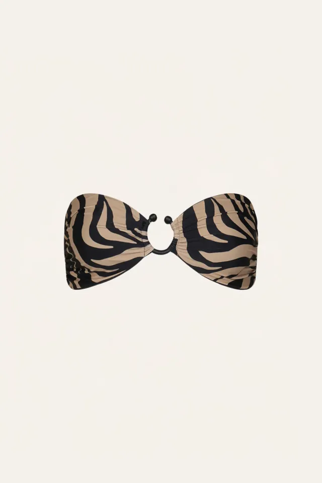 Johanna Ortiz Seawaters Top bikini fascia nero sabbia