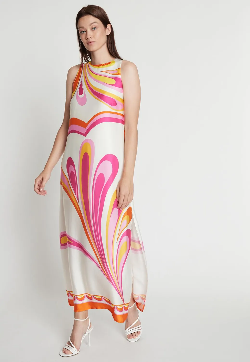 Ana Alcazar Rebea abito lungo fiori spacco viscose