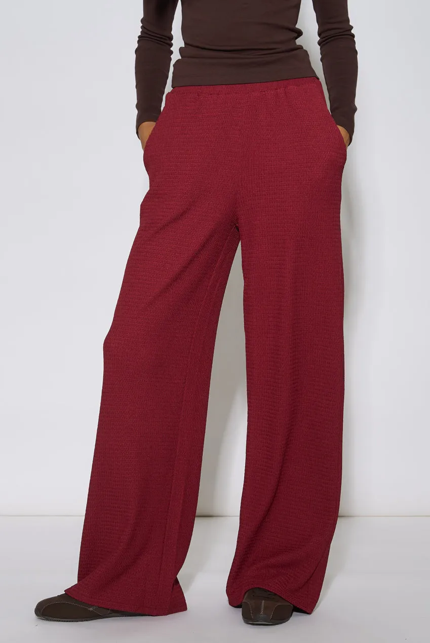 Gini London Mulberry Elasticated Waist pantaloni bordeaux