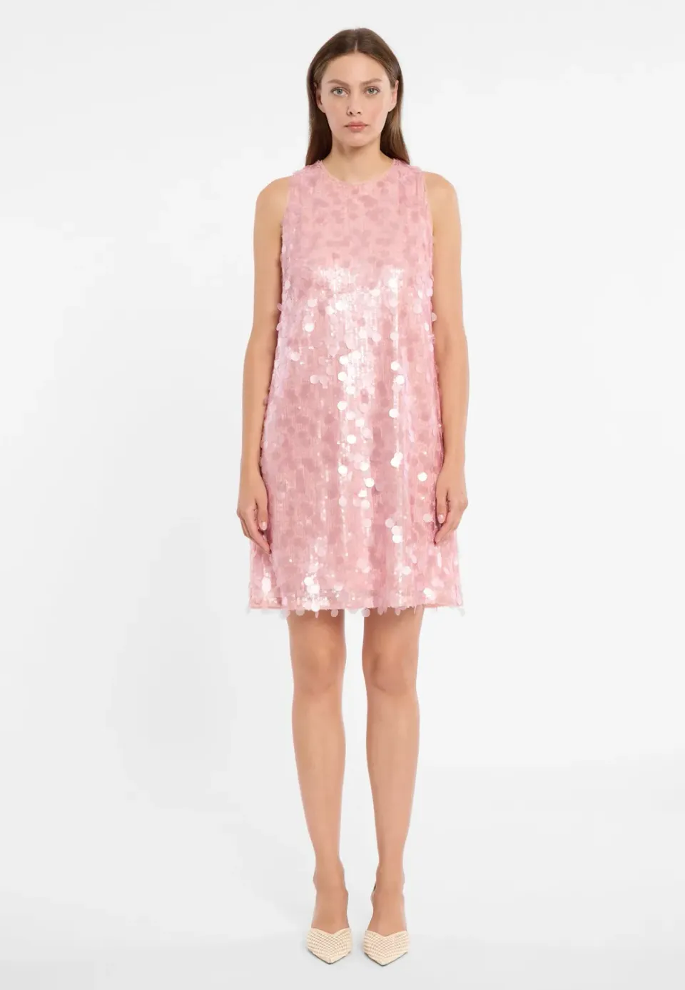 Ana Alcazar Dorilys abito mini rosa con paillettes