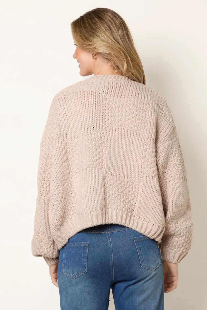 Blue Vanilla Flower Cardigan Ricamato Pietra