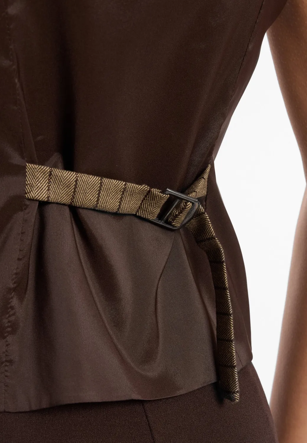 Ana Alcazar Enlivaris gilet gessato marrone