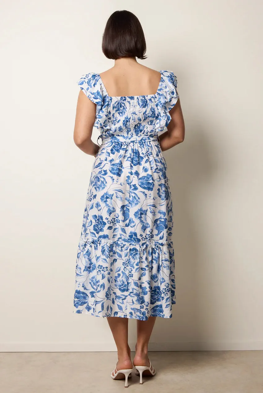 Blue Vanilla Floral abito midi blu a fiori S M L