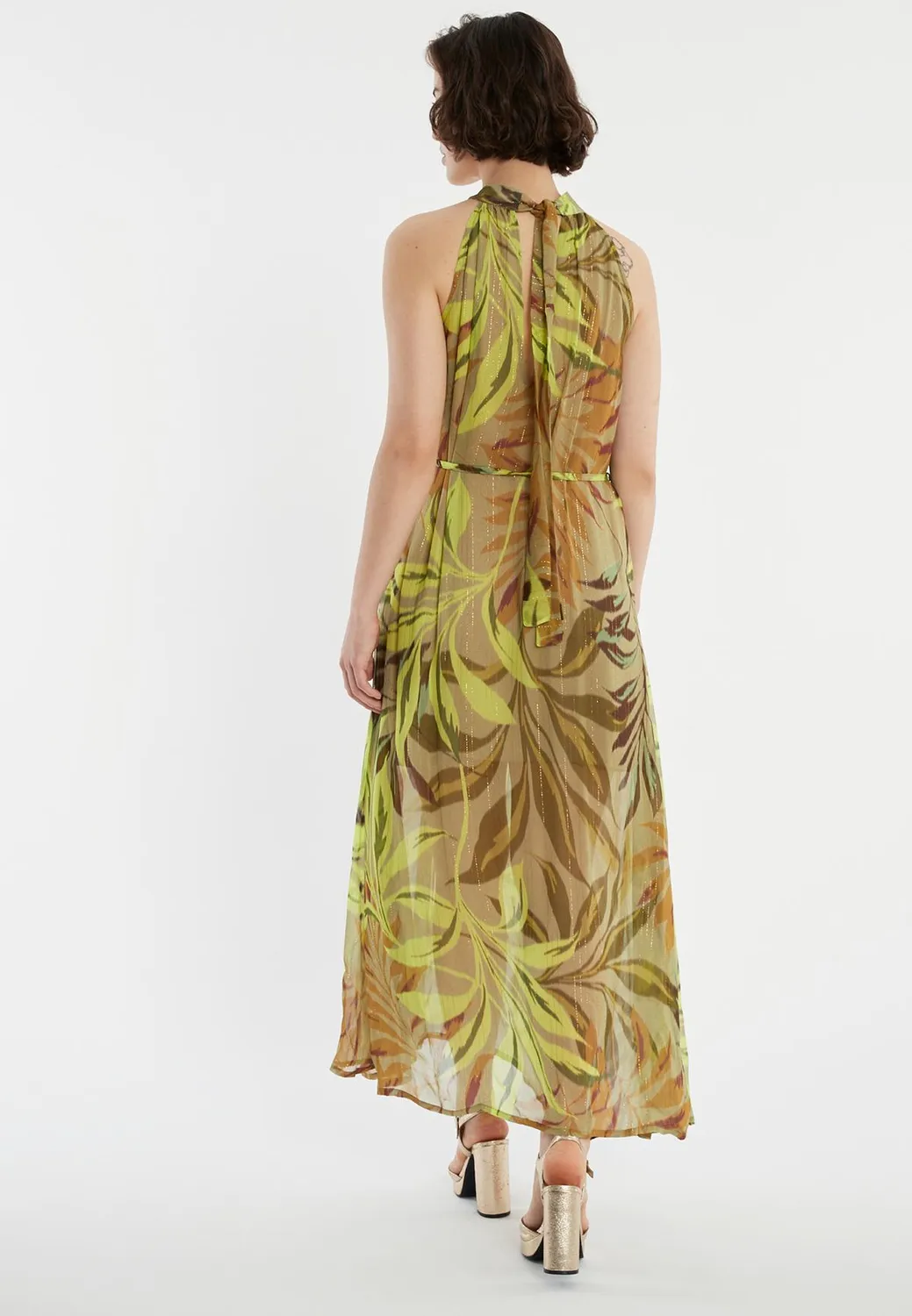 Ana Alcazar Zeppa abito lungo chiffon verde