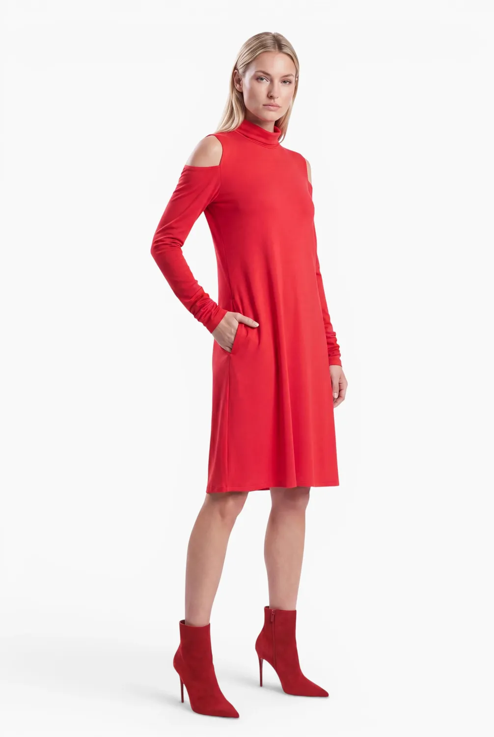 Ana Alcazar Sipala abito ampio rosso jersey
