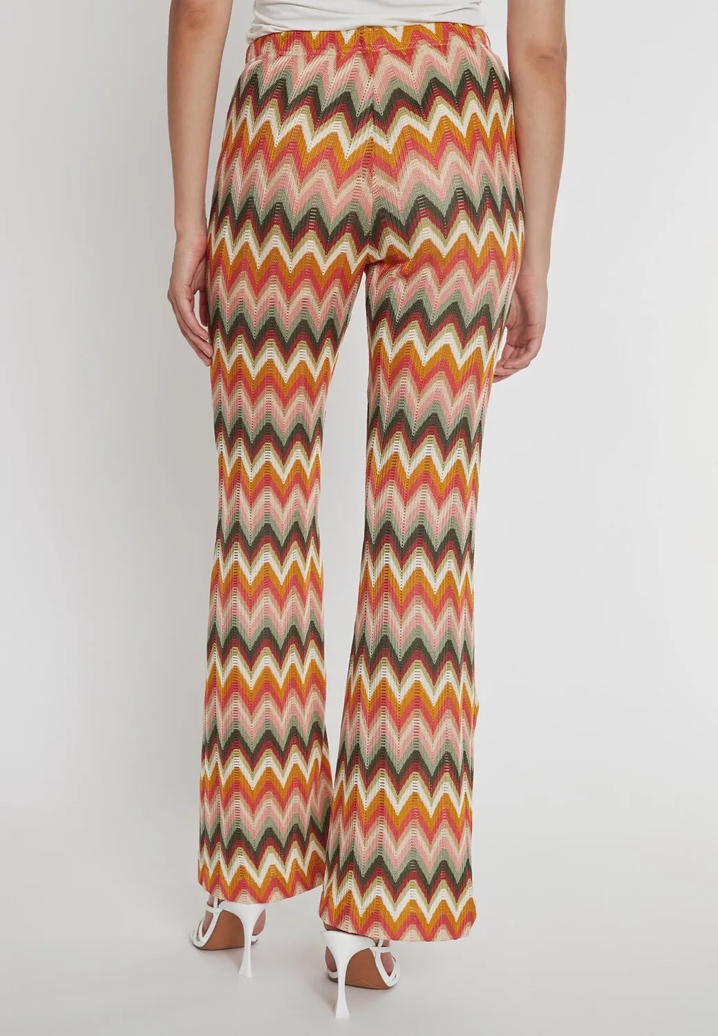 Ana Alcazar Poely pantaloni maglia marrone zigzag