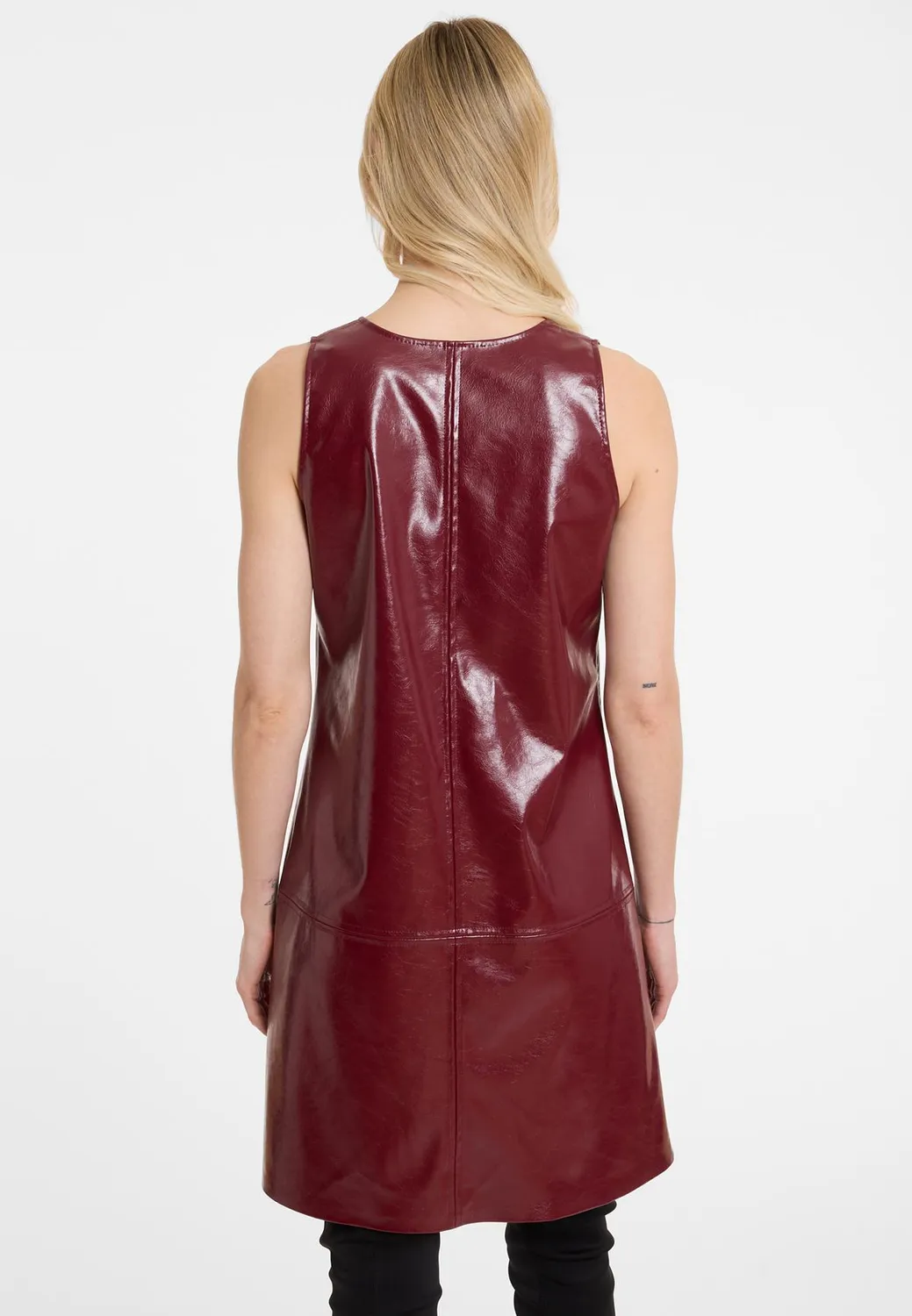 Ana Alcazar Aciry abito ecopelle bordeaux corto