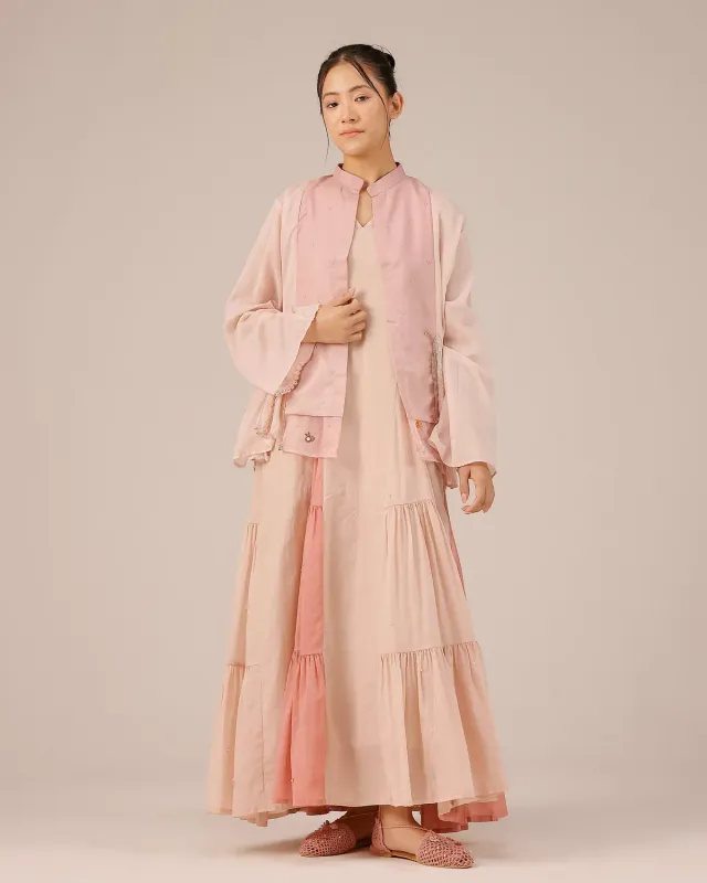 Our Dve Blush Pearl completo abito giacca rosa perle