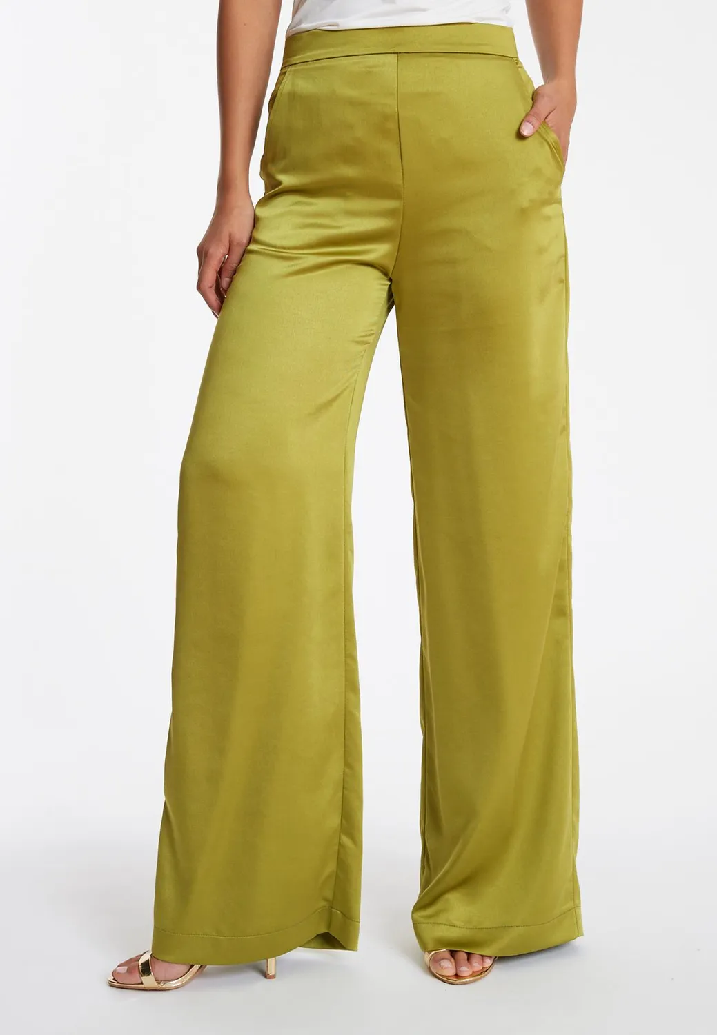Ana Alcazar Pahisa pantaloni satin palazzo verde