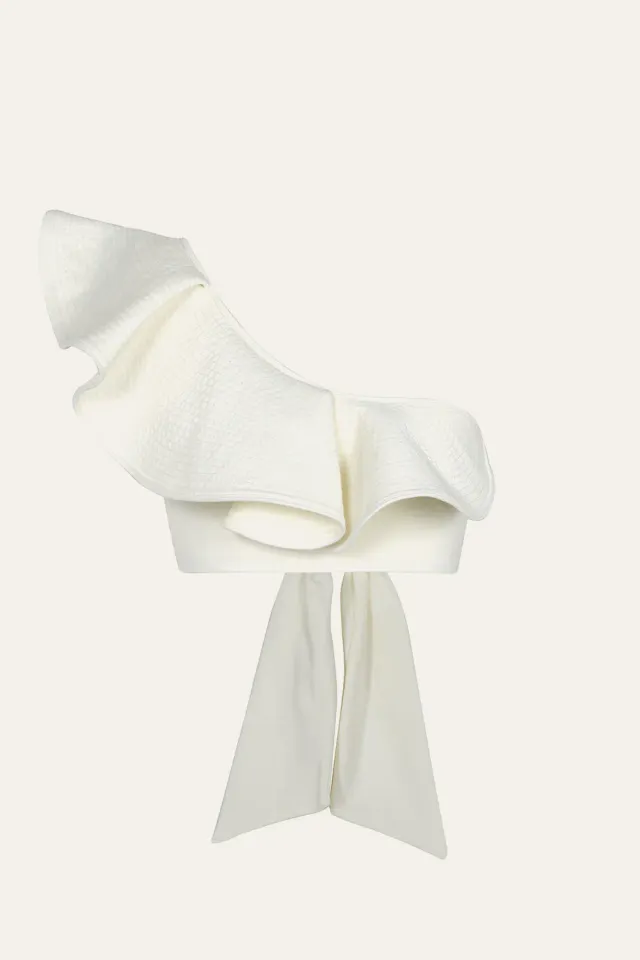 Johanna Ortiz Bolero Life top bikini ecru monospalla lycra