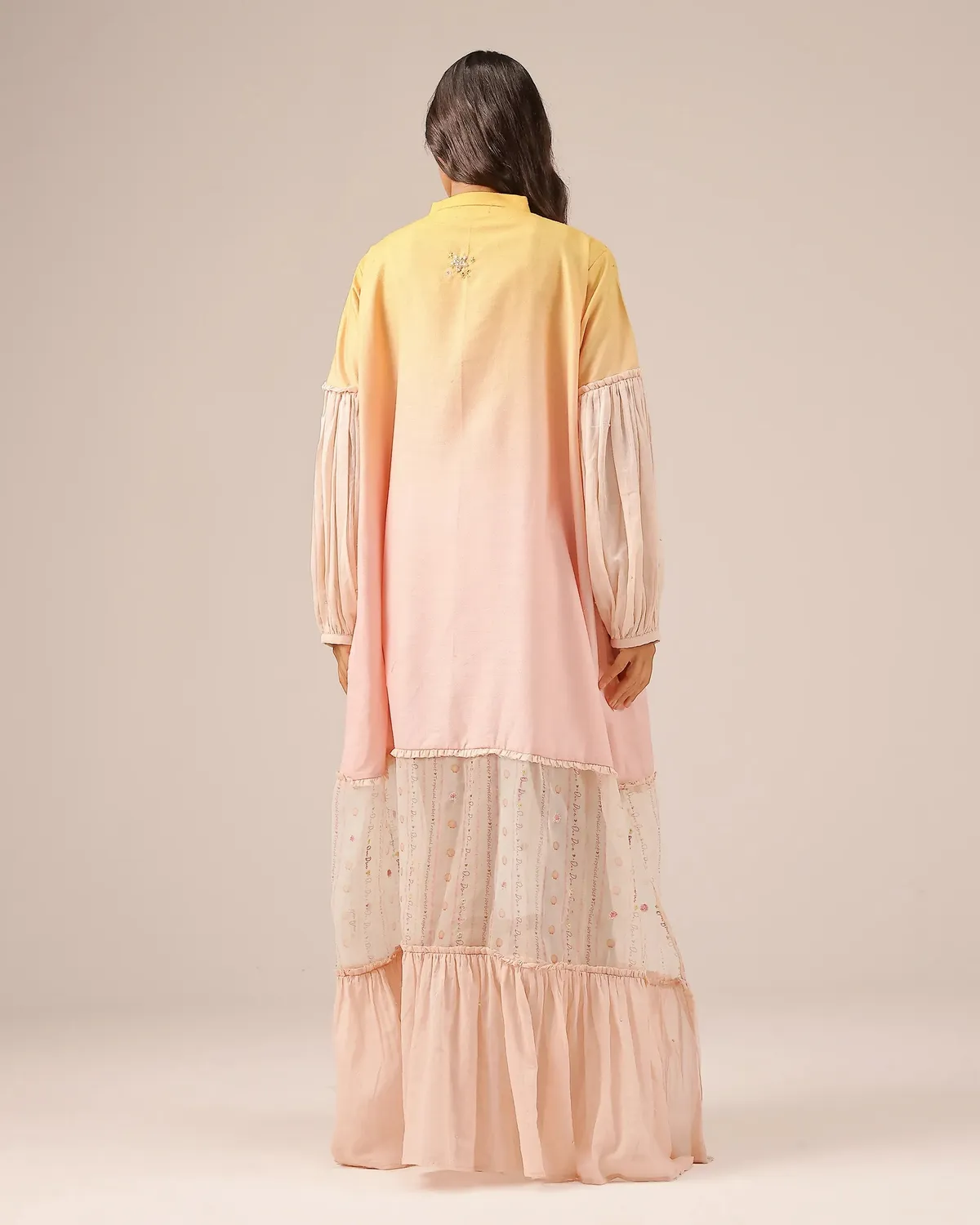 Our Dve Palm Whisper tunica lino sfumato giallo rosa