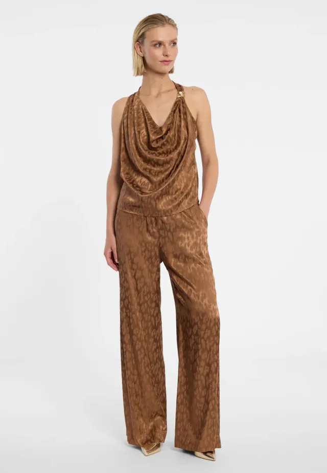 Ana Alcazar Dohia pantaloni satin larghi animalier