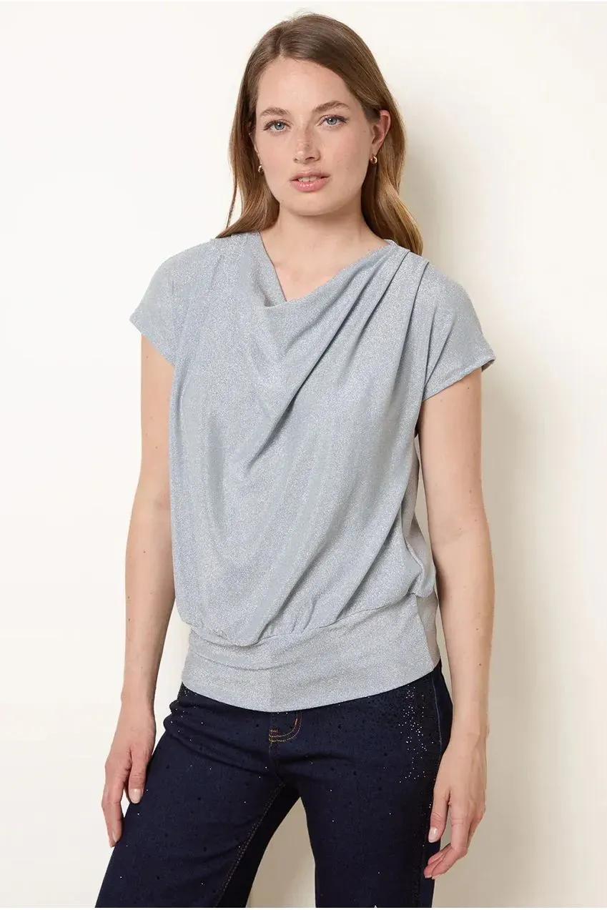 Blue Vanilla Lurex Metallic top blu S/M elasticizzato