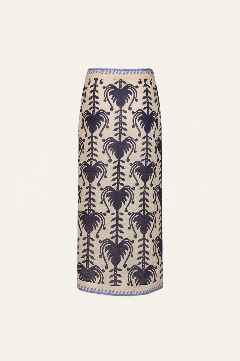 Johanna Ortiz Deep Blue Sea gonna lino avvolgente midi