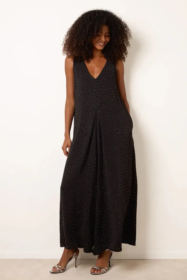 Blue Vanilla Pleat Front Diamante tuta Nero S/M sera