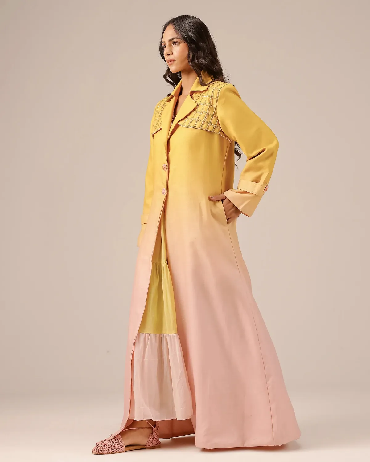 Our Dve Melon Muse giacca giallo lino