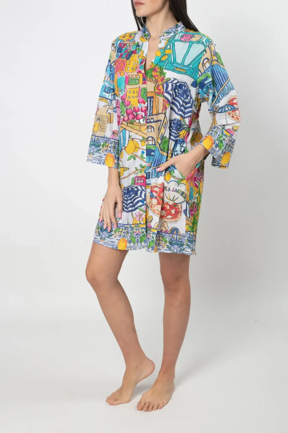 Antica Sartoria Everywhere ER005 camicia coreana turchese cotone