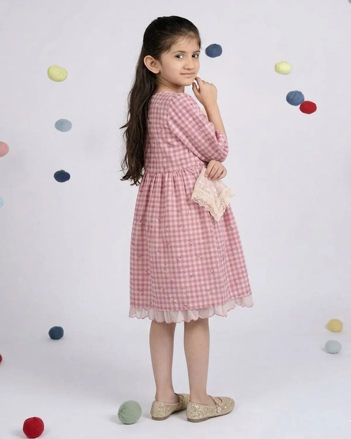 Our Dve Be You Kids Pixie abito bambina rosa quadri