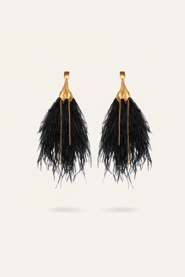Johanna Ortiz Mystic Crescent orecchini piume nere