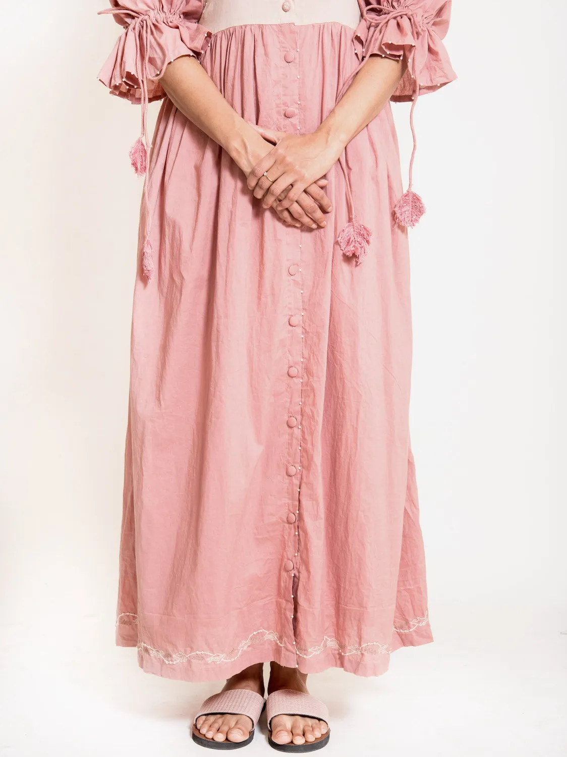 Our Dve Cordelia Turt Dress abito cotone rosa cipolla