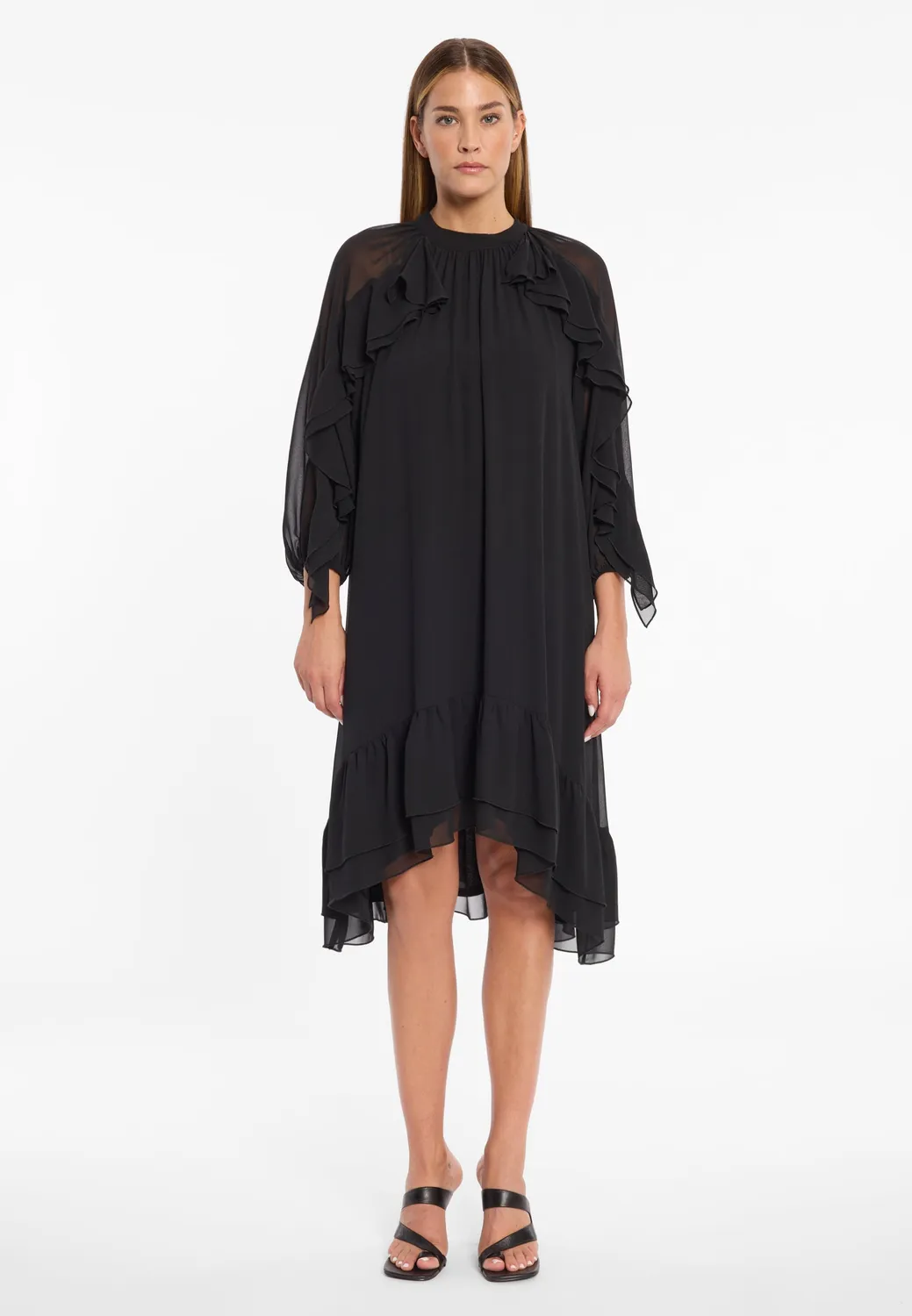 Ana Alcazar Ablya abito chiffon rosa midi