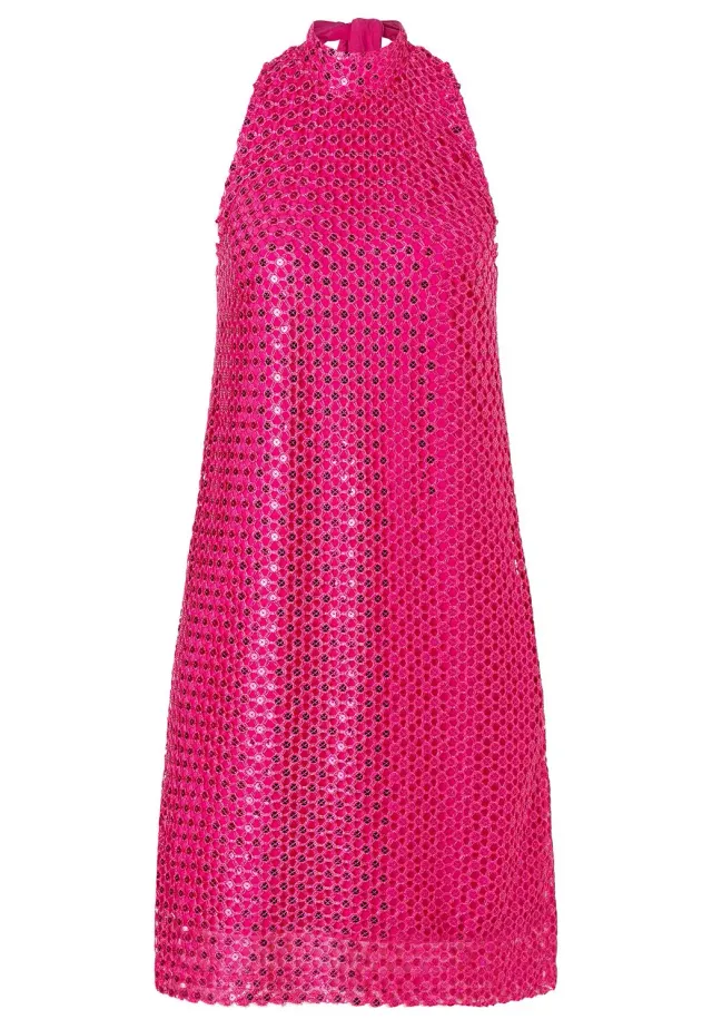 Ana Alcazar Zadena abito pizzo rosa corto