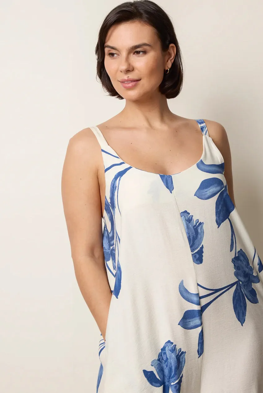 Blue Vanilla Floral Print tuta larga blu M/L viscosa