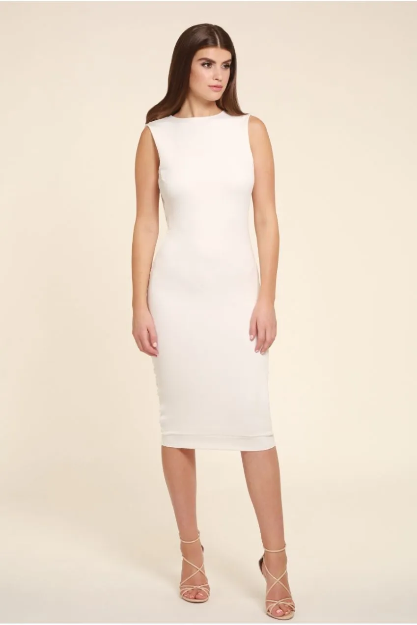 Honor Gold Bella abito midi bianco schiena nuda