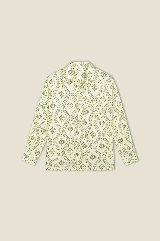 Dahlia Harry camicia verde cotone vestibilità ampia